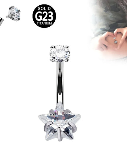 Fashion Heart Belly Button Piercing Crystal Sexy Titanium Steel Belly Navel Rings Belly Piercing