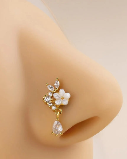 Dangle Nose Ring For Women Nose Piercing Stainless Steel Nose Bend Ring Butterfly Pendents Dangling Nose Piercing Jewelry