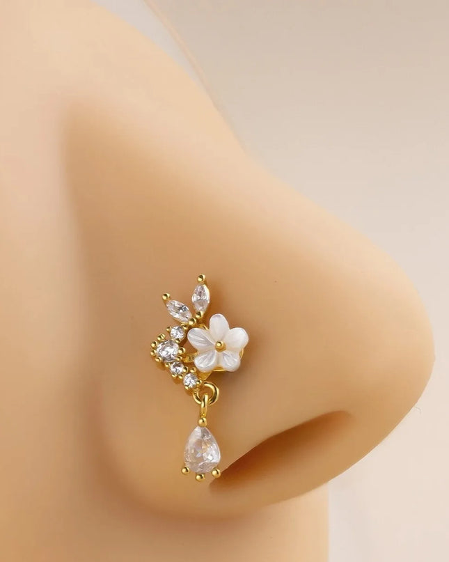 Dangle Nose Ring For Women Nose Piercing Stainless Steel Nose Bend Ring Butterfly Pendents Dangling Nose Piercing Jewelry