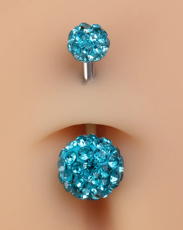 1pc Ferido Belly Button Rings Bling CZ Ball Belly Ring Navel Piercing Crystal Piercings 14G Fashion Body Jewelry for Women Girl