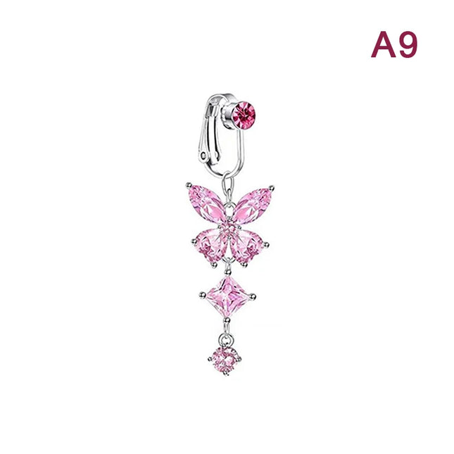 1Pcs Heart Belly Button Rings Pink 14G Women Fashion Belly Ring Dangle Cz Butterfly Punk Spider Navel Piercing Barbell Pircing