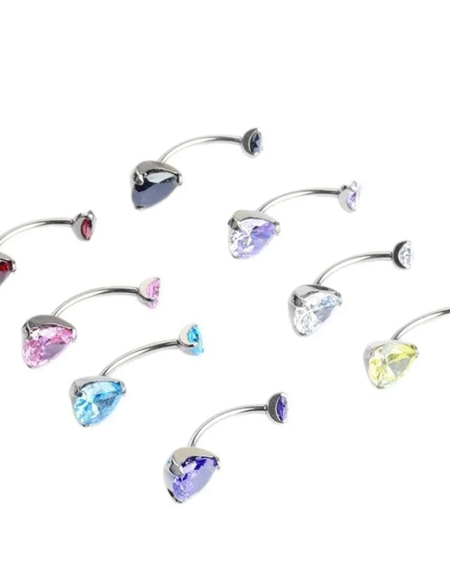 Elegant Titanium Belly Button Ring Zircon Stone G23 Titanium Dangle Curved Barbells Dangle Design Curved Barbell