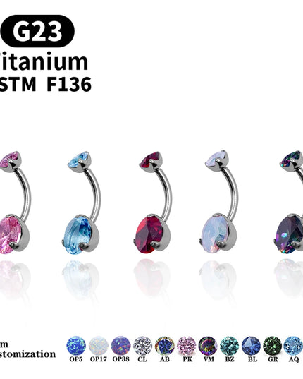 Super Pretty Belly Button Rings 14G G23 Titanium Colorful Zircons Surgical Navel Piercing Ring Women Popular Body Jewelry