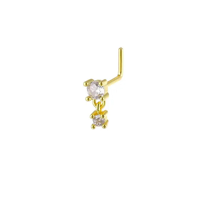 Stainless Steel Long Fashion Nose Rings For Women Copper With Heart Dangle L-Bend Nose Piercing Rings Body Jewelry