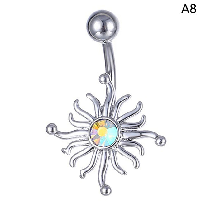 Crystal Belly Button Ring Animal Shape Belly Piercing Stainless Steel Heart Navel Curved Barbell Rings Sexy Body Jewelry