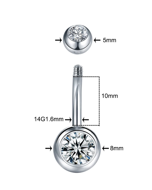 1Pc Surgical Steel Belly Button Ring Navel Nombril Piercing CZ Belly Ring Sexy Women Belly Piercing Body Jewelry Ombligo 14G