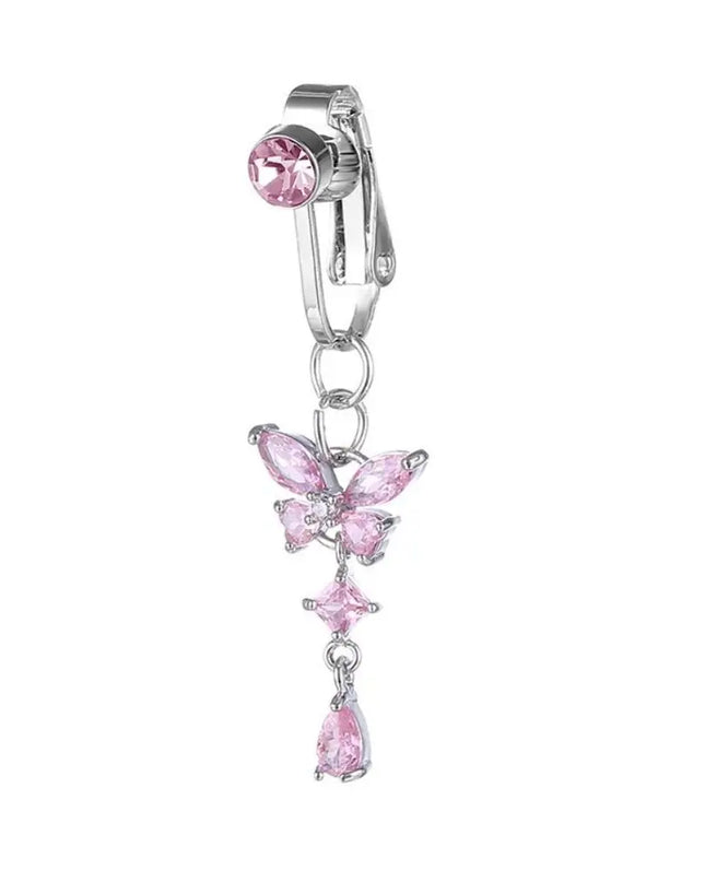 Butterfly Design Clip on Belly Button Zircon Non Piercing Fake Belly Ring Copper/alloy Material Belly Button Rings Body Jewelry