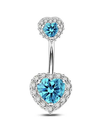 Double Heart-Shaped Zircon Belly Button Ring Woman Stainless Steel Navel Ring for Girl Fashion Sexy Body Piercing Jewelry Gifts