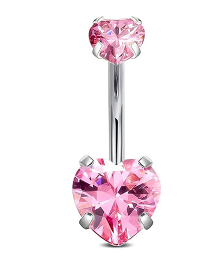 Surgical Steel Round Heart CZ Navel Belly Button Ring Piercing for women 14G Pink Purple White Zircon Belly Piercing Jewelry