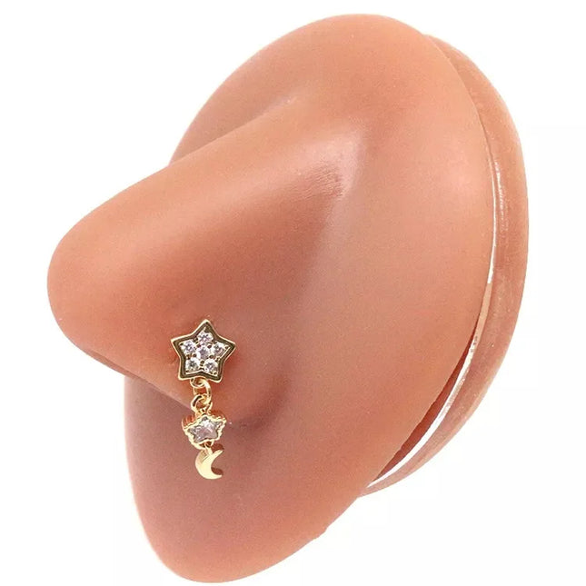 1Pcs Nose Ring for Women Dangle Nose Piercing Stainless Steel Nose Bend Ring Butterfly Dangling Noses Ring Body Piercing Jewelry