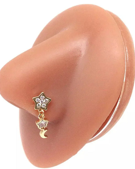 1Pcs Nose Ring for Women Dangle Nose Piercing Stainless Steel Nose Bend Ring Butterfly Dangling Noses Ring Body Piercing Jewelry