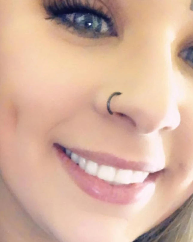 1Pcs 20G Nose Rings Hoop Surgical Stainless Steel Studs Screw L Shaped Nose Piercing Jewelry Women Black Woman and Man