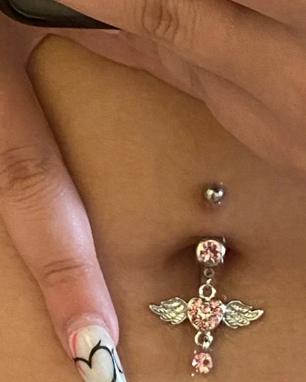 Steel Belly Button Rings Pink Crystal Piercing Navel Heart Style Navel Piercing Earring Belly Piercing Sexy Body Jewelry Ombligo