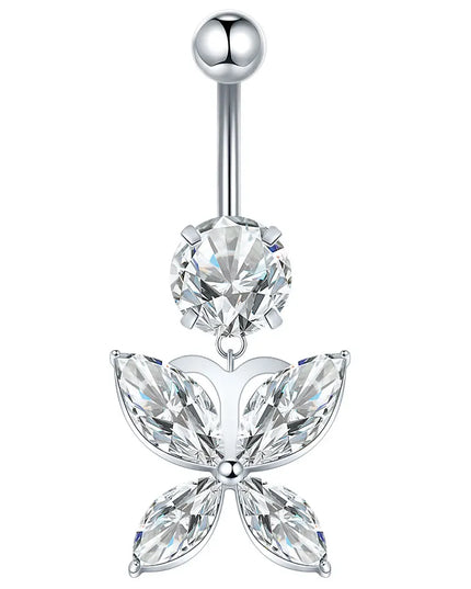 1Pc Titanium Belly Button Piercing Ring for Women CZ Heart Butterfly Dangle Navel Ring Belly Piercing Body Jewelry