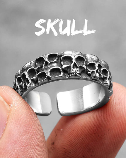Bridge of Nose Skull Men Rings Stainless Steel Women Jewelry Punk Gothic Rock Vintage Black Fashion Accessories Gift Wholesale