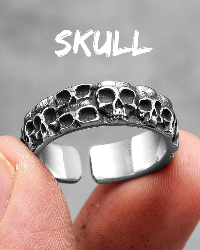 Bridge of Nose Skull Men Rings Stainless Steel Women Jewelry Punk Gothic Rock Vintage Black Fashion Accessories Gift Wholesale