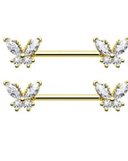 2pcs / Gold Butterfly