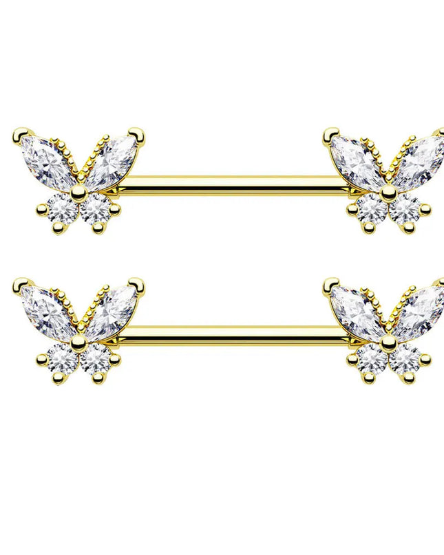 Nipple Piercing Jewelry 14G Stainless Steel Nipple Rings for Women Heart Butterfly Flower Bow Nipple Barbells