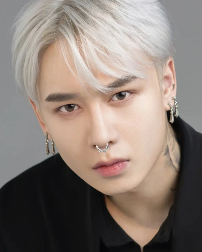 1Pc Punk Spiked Septum Ring - Nostril Piercing Surgical Steel Hinged Hoop Cartilage Earring Nose Clicker Segment Hoop