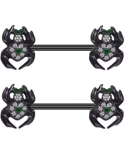 Gothic Cross Border Nipple Rings for Men Bats Spiders Cubic Zirconia Nipple Piercing Jewelry Stainless Steel Piercing Jewelry
