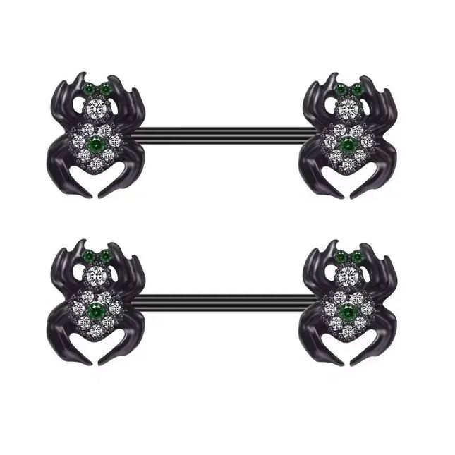Gothic Cross Border Nipple Rings for Men Bats Spiders Cubic Zirconia Nipple Piercing Jewelry Stainless Steel Piercing Jewelry