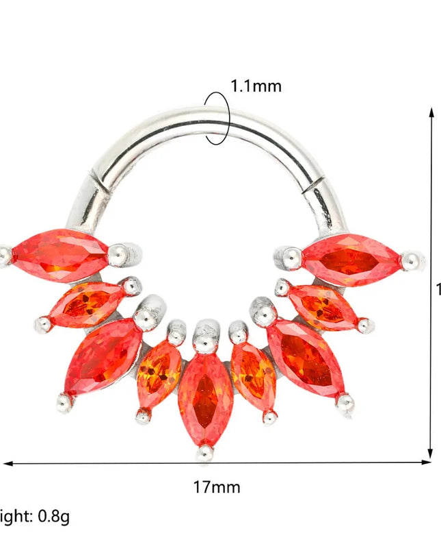1/4 Pcs 316 Stainless Steel Closed Hinge Inlaid Purple, Pink, White, Orange 5A Zircon Pierced Nose Ring Earrings