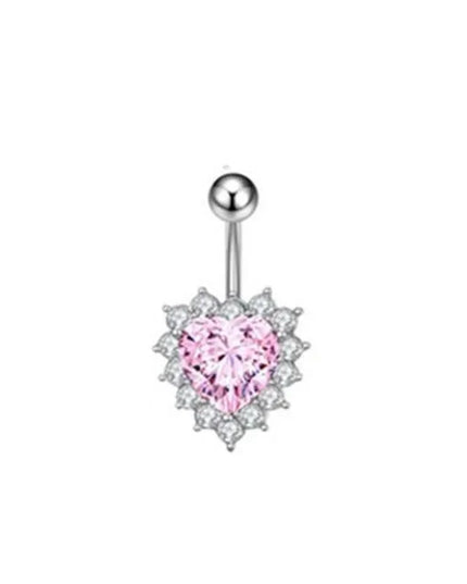 Steel Belly Button Rings Pink Crystal Piercing Navel Heart Style Navel Piercing Earring Belly Piercing Sexy Body Jewelry Ombligo