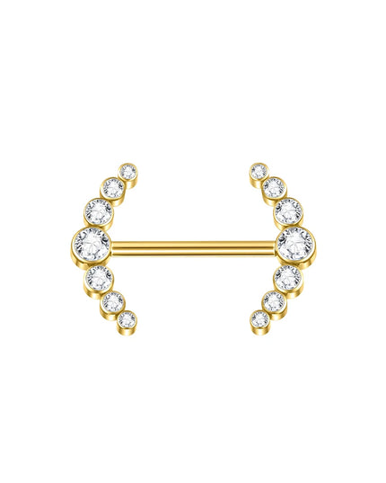 1Pc Titanium Nipple Piercing Jewelry Internally Threaded Nipple Barbell Mamilo Piercing Prong Set Heart CZ Nipple Rings Women