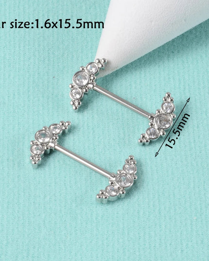 1Pair Sword Cross Nipple Piercing Barbell Surgical Steel Crystal Nipple Shield Cover Heart Butterfly Nipple Ring Body Jewelry14G