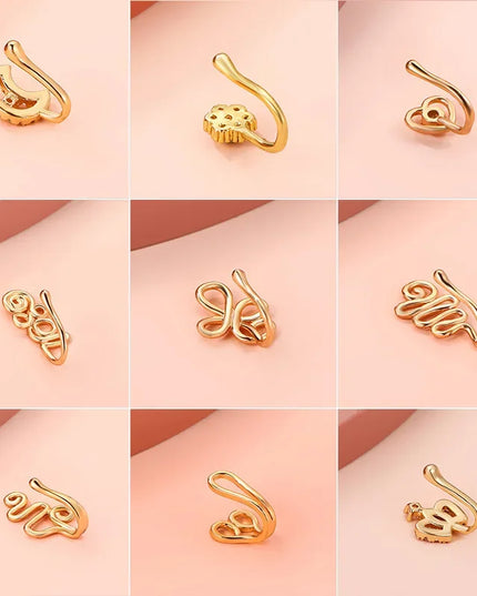 Fashion Nose Ring Charm Crystal Butterfly Pentagram Nose Ring Women Fake Piercing Clip on Nose Ear Rings Body Jewelry