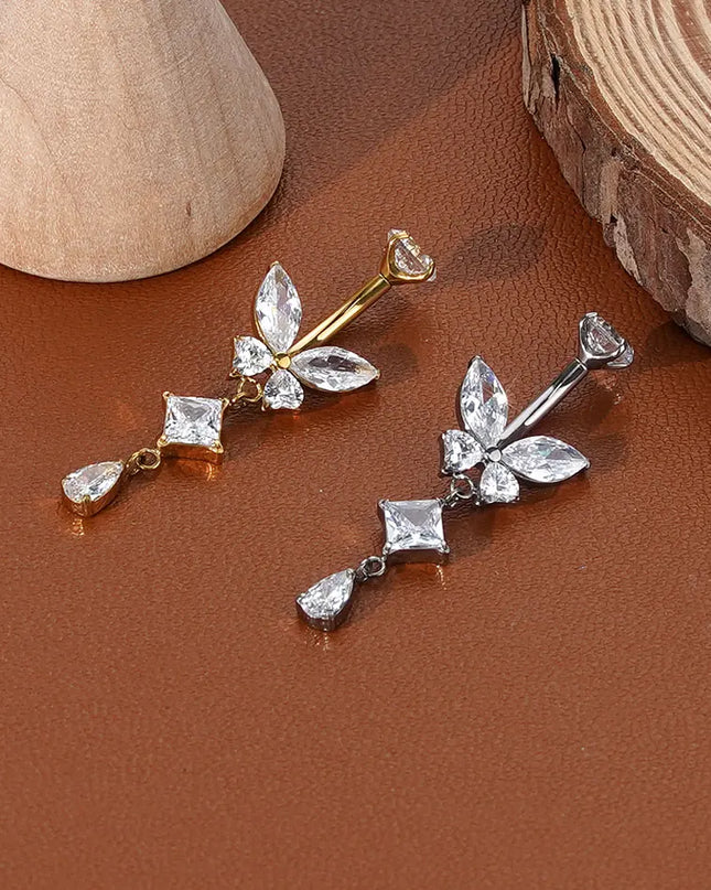 1Pc Titanium Belly Button Piercing Ring for Women CZ Heart Butterfly Dangle Navel Ring Belly Piercing Body Jewelry