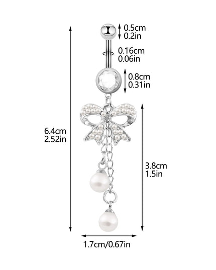 Surgical Steel Belly Piercing Jewelry Bow Dangle Belly Button Rings for Women CZ Navel Rings Body Jewelry