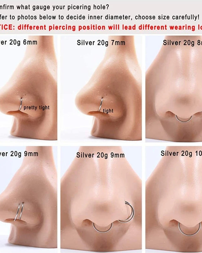 Classic Punk Stainless Steel Piercing Seamless Connection Nose Ring for Women Men Hip Hop Body Piercing Jewelry Not Allergic