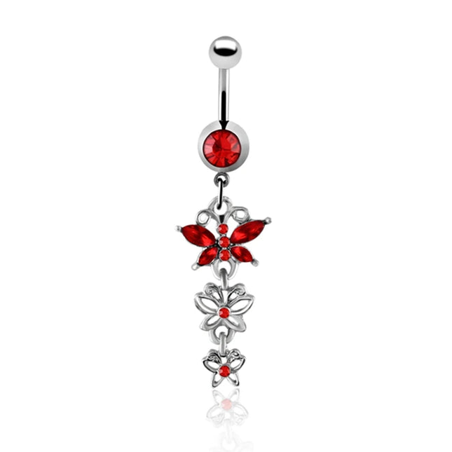 1PC Belly Button Piercing Crystal Ball Butterfly Navel Piercing Stainless Steel Belly Button Ring Cartilage Earring Jewelry