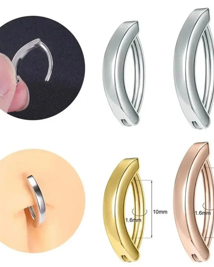 14G Cubic Zirconia Belly Button Ring, Simple Curved Reverse Belly Button Ring Women's Belly Button Piercing Jewelry