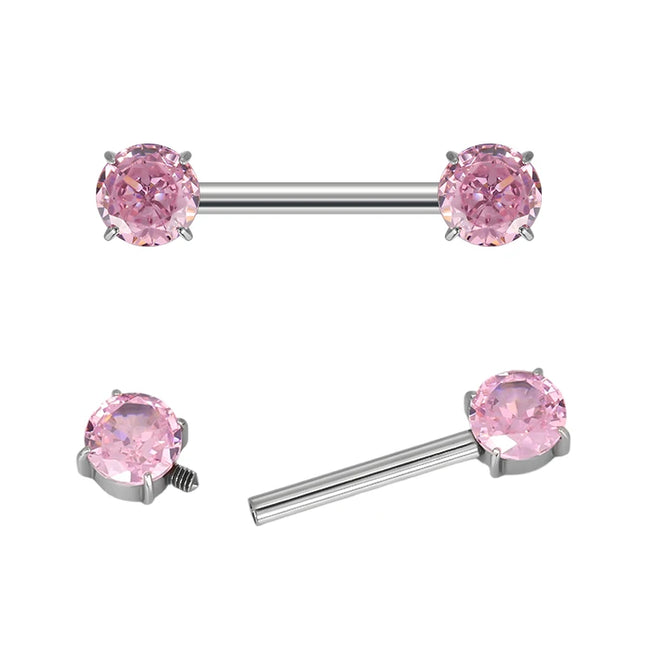 ASTM F136 Titanium PIERC Barbell Ring Nipple Ring Barbell CZ 14G12mm Ear Bar Piercing Bar Barbells Nipple Piercing Jewelry