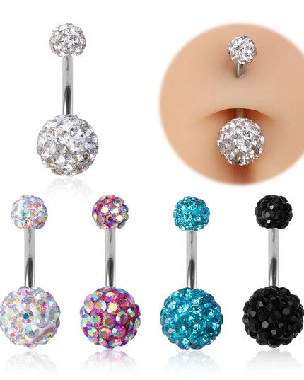 1pc Ferido Belly Button Rings Bling CZ Ball Belly Ring Navel Piercing Crystal Piercings 14G Fashion Body Jewelry for Women Girl