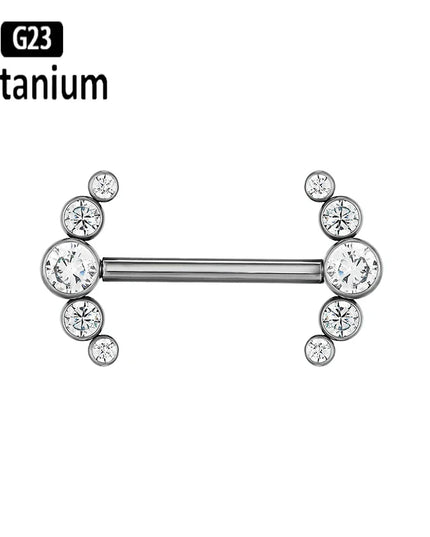 ASTM F136 Titanium Nipple Piercing Jewelry CZ Bezel Tongue Ring Nipple Bars Piercing for Breasts Sexy Piercing Jewelry for Women