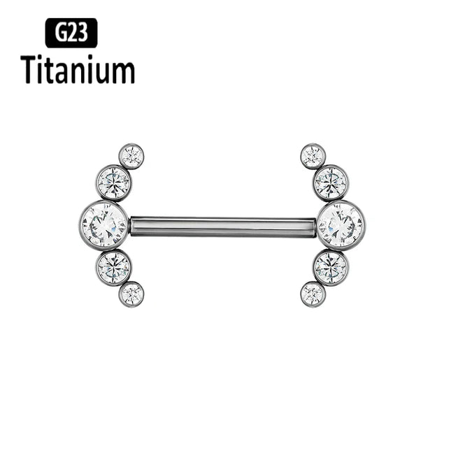 ASTM F136 Titanium Nipple Piercing Jewelry CZ Bezel Tongue Ring Nipple Bars Piercing for Breasts Sexy Piercing Jewelry for Women