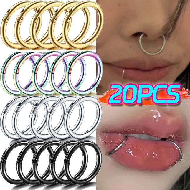 Nose Rings Septum Piercing Clicker Nose Hoops Piercings Titanium Hinged Segment Rings Helix Piercing Unisex Body Jewelry Earring