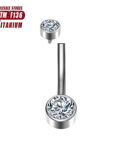 F136 Titanium Belly Button Piercing Industrial Hinge Segment External Helix Zircon Fashion Charming Women Body Jewelry Wholesale