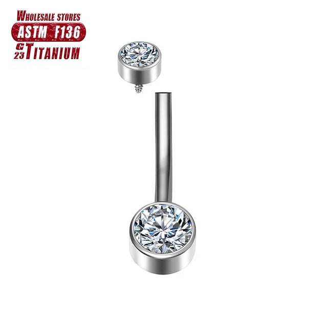 F136 Titanium Belly Button Piercing Industrial Hinge Segment External Helix Zircon Fashion Charming Women Body Jewelry Wholesale