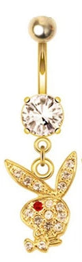 1pc Belly Button Rings Bunny Navel rings Gold color Rabbit Belly Rings for Women Gem stone Pink Bunny Fake Belly Piercing Ring