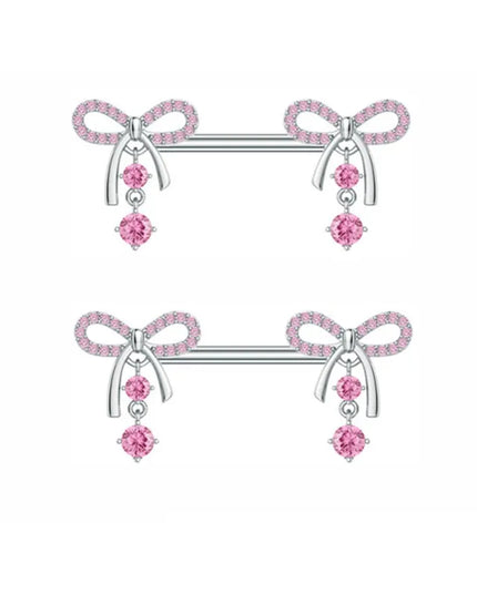 1Pair Pink Butterfly Nipple Piercing Jewelry Shiny Crystal Nipple Rings For Women Girls Heart Nipple Barbells Piercing Pezon