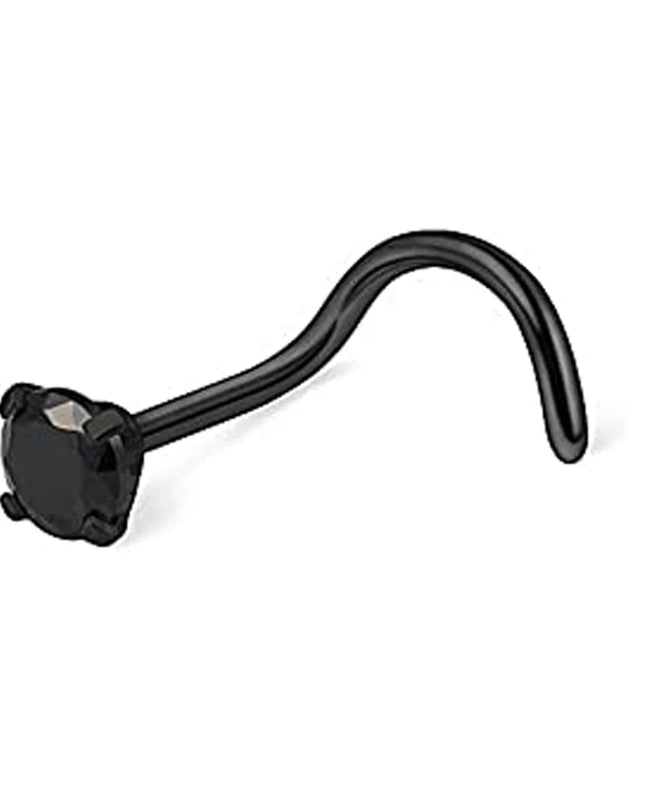 1Pcs 20G Nose Rings Hoop Surgical Stainless Steel Studs Screw L Shaped Nose Piercing Jewelry Women Black Woman and Man