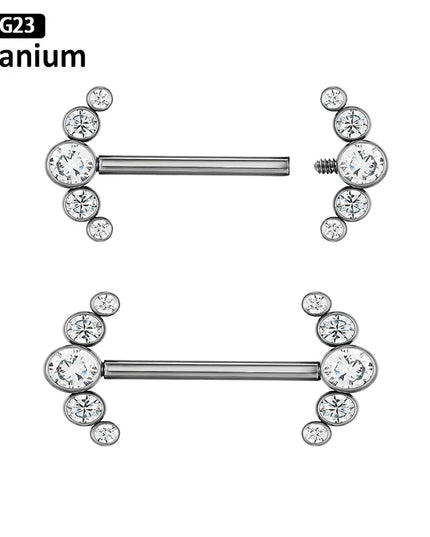 ASTM F136 Titanium Nipple Piercing Jewelry CZ Bezel Tongue Ring Nipple Bars Piercing for Breasts Sexy Piercing Jewelry for Women