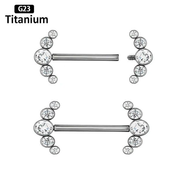 ASTM F136 Titanium Nipple Piercing Jewelry CZ Bezel Tongue Ring Nipple Bars Piercing for Breasts Sexy Piercing Jewelry for Women