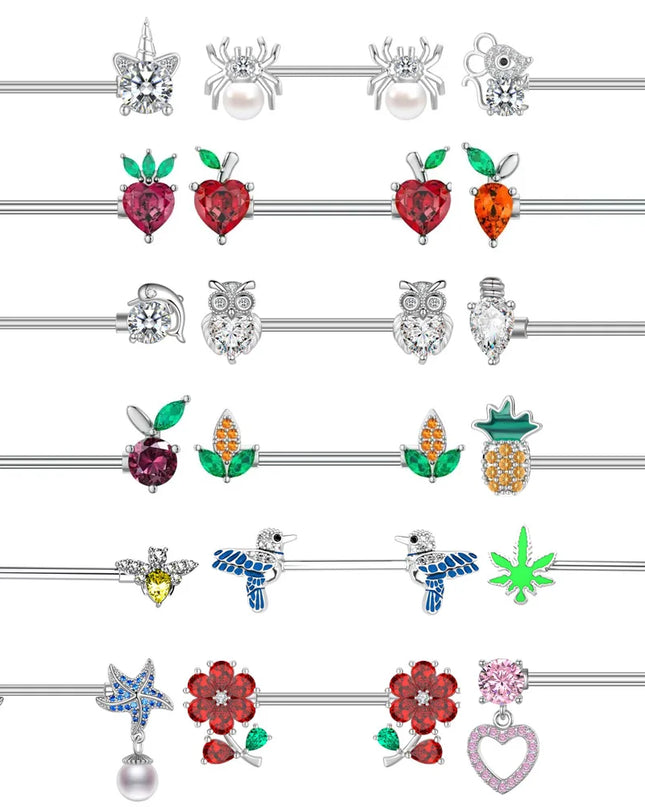 2pcs Animal Plant Series Nipple Piercing Shield Barbell for Women Both Sides Screwed Sexy Body Nipple Ring Piercings Nombril