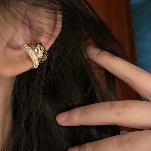 New Trending Zircon Double-layer Ear Cuff No Piercing Earring Punk Unique Metal Geometric Ear Clip for Women Y2K Jewelry 2024