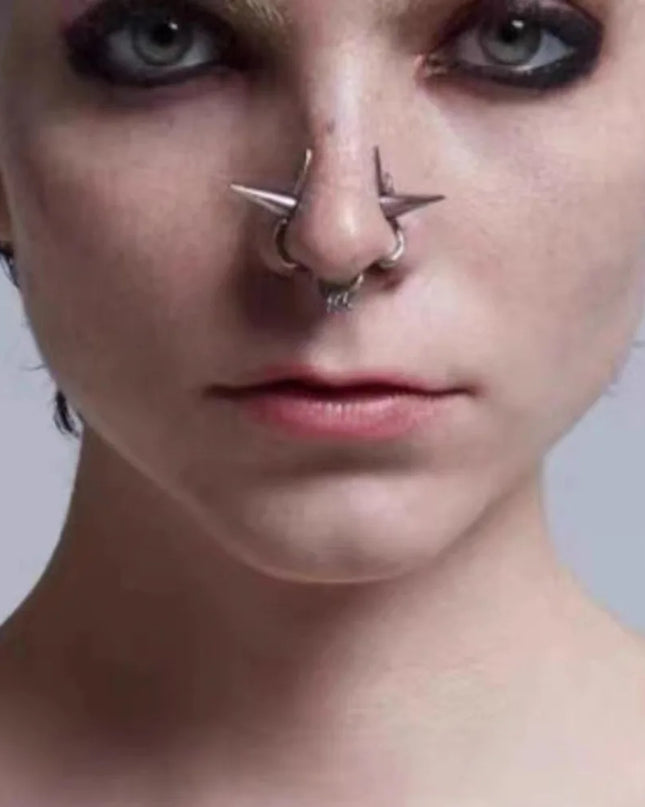 European and American Punk Style Dark No Punching Niche Design Cool Style Nose Ring Can Be Worn Without Punching Holes Jewelry